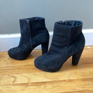 Black Suede Heeled Booties